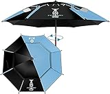 LUVADU ZCX großer Angelschirm, großer Angelschirm, Sonnenschirm, regenfest, windbeständig, atmungsaktiv, blau, tragbarer Angelschirm, 2.2m