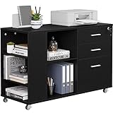 YITAHOME Mobile Aktenschrank 3-Schubladen Aktenschrank für zu Hause oder Büro Briefgröße A4 Datei Organisation Einheit Drucker Stand Schwarz 100,40 cm (LxBxH)