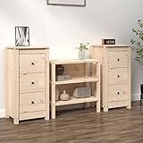 JUNZAI Sideboards 2 STK Schlafzimmer Kommode, Komodenschrank, Küchenschrank, Flurkommode, Commode, Schrank, Schlafzimmerkommode, 40x35x80 cm Massivholz Kiefer