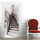 Türaufkleber Selbstklebendes Türbild 3D Treppe Aus Grauem Stein 35.43' X 78.74' / 90 X 200 Cm Fototapete Türfolie Poster Pvc Wasserdicht Abnehmbare Wandbilder Für Schlafzimmer Bad Studio Büro - Foto