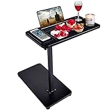 Bambus-Badewanne Tablett Tisch-Badewanne Tisch für Seite der Wanne-Freistehende Bad Caddy Tablett mit Einstellbarer Höhe, Badewanne Seite Tisch für Luxus Bad Home Spa und Geschenk (Black)