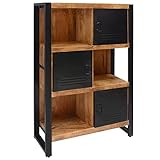 Bas 3 Tür 3 Offener Raum Schrank 85 cm | Mangoholz & Metallmöbel | Industrielle Einrichtung