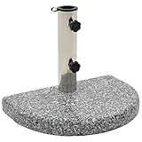 Makastle Granit Sonnenschirmständer mit Edelstahlrohr, Marktschirmständer Schirmständer Sockel für Adaptern Ø 38/48 mm, Sonnenschirmfuß Garten Ständer Balkonschirmständer, 10 kg Gebogen Grau