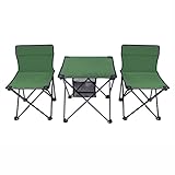 Klappbarer Campingtisch und Stuhl-Set,Tragbarer Campingtisch Klappstuhl Oxford-Leinwand Stahlbeinstruktur,3-teiliges Set Faltbarer Outdoor-Tisch und Stuhl,3 Farben(Color:A)
