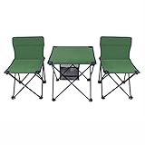 Klappbarer Campingtisch und Stuhl-Set,Tragbarer Campingtisch Klappstuhl Oxford-Leinwand Stahlbeinstruktur,3-teiliges Set Faltbarer Outdoor-Tisch und Stuhl,3 Farben(Color:A)