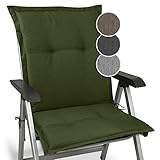 Beautissu 4er Set Premium Gartenstuhlauflage Niedriglehner 105x50x7cm Polster Auflage Niederlehner Auflagen Gartenstuhl Made in EU Robuster Stoff & UV-Lichtechtheit HighLux NL Sitzkissen Dunkelgrün