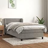 ZEYUAN Boxspringbett mit Matratze, Bettgestell, Betten, Schlafbett, Jugendbett, Bed Frame, Schlafzimmer Bett, Betten Für Teenager, Dunkelgrau 90x200 cm Samt