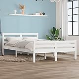 MOONAIRY Massivholzbett, Bettrahmen, Bett, Badezimmer Möbel, Modernes Bett, Weiß 160x200 cm