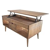 LoMasCasa - Couchtisch Karla, höhenverstellbar, mit zentraler Schublade, massives Kiefernholz in gewachster Holzfarbe konische Füße, Maße: 100 x 50 x 47 cm