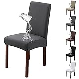 KCCRHIN Wasserdicht Esszimmer Stuhlhussen 1/2/4/6Er Set Modernen Stil Stuhlbezug Stretch Jacquard Sitzbezug Waschbarer Abnehmbare Stuhlschutz Für Esszimmer Hotel Restaurant Hochzeiten,Grey 1pcs