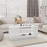 Susany Couchtisch Sideboard Beistelltisch Nachttisch Telefonständer Wohnzimmertisch Modern für Wohnzimmer, Schlafzimmer, Weiß 102x55x43 cm Spanplatte