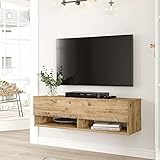 [en.casa] TV Hängeboard mit 2 Ablagefächer Laitila Lowboard Hängeschrank 100 cm TV Board Fernsehtisch Wandregal hängend Eiche rustikal