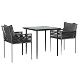 vidaXL 3-teiliges Gartenset mit Kissen Polyrattan und Stahl