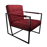 SVITA Jones Cocktail-Sessel Loungesessel gepolstert mit Stahl-Rahmen Stoff Rot