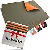 MASSINI® 6er Set Premium Platzset Tischset aus Leder-Imitat rutschfest Ab-waschbar und doppelseitig verwendbar Eckige Platzdeckchen Teller-Untersetzer Tisch-Matten Platz-Matten