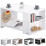 Casaria® Couchtisch mit Ablage 2 Fächer Stauraum 90x59x48cm Kratzfest Holz 50kg Belastbarkeit Groß Wohnzimmer Büro Sofa Couch Tisch Beistelltisch Weiß