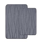 Homaxy Badematten Set 2 teilig Memory Foam Saugfähige Badteppich Set rutschfeste Waschbar Badvorleger Set 2teilig (40 x 60 cm + 50 x 80 cm, Dunkelgrau)