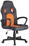 CLP Bürostuhl Elbing I Höhenverstellbarer Schreibtischstuhl, Farbe:schwarz/orange