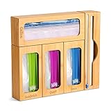 Delamu DruckverschlussbeutelOrganizer und Folien und KunststoffFolienOrganizer – KunststoffFolienspender mit Schneider und PlastiktütenOrganizer für Küchenschublade –