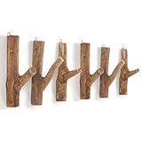 DESIGN DELIGHTS 6ER SET GARDEROBENHAKEN LIMB | Teakholz Wurzel, ca. 17x10x2,5 cm (HxTxB) | Shabby Kleiderhaken