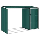 vidaXL Garten Brennholzlager Kaminholzunterstand Brennholzregal Unterstand Gerätehaus Gartenhaus Schuppen Grün 245x98x159cm Verzinkter Stahl