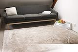 floor factory Exklusiver Hochflor Shaggy Teppich Satin beige/Creme 200x290 cm - edler, seidig glänzender Teppich