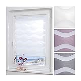 ourdeco® Doppel-Rollo, Duo-Rollo / 80 x 210 cm in Wellenform Wave weiß/lichtdurchlässig, Blickdicht/Klemmen=Montage ohne Bohren=Smartfix=Klemmfix=Easy-to-fix