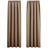PONY DANCE Kräuselband Gardinen für Schienensystem Vorhang Blickdicht Kräuselband 2er Set H 245 x B 140 cm Blickdichte Gardinen Wohnzimmer Vorhänge Verdunklung, Cappuccino