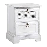 CARO-Möbel Nachttisch IRMA Nachtschrank Nachtkonsole mit 2 Schubladen weiß Shabby Chic Vintage Design