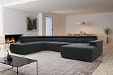 DOMO Collection Brandon Sofa, Wohnlandschaft mit Rückenfunktion in U-Form, Polsterecke Eckgarnitur, grau, 228 x 359 x 175 cm