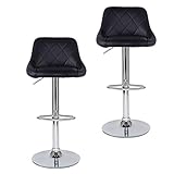 dibea Barhocker 2er-Set Kunstleder Barstuhl 360° drehbar höhenverstellbar Schwarz, Modell 3