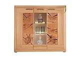 möbelando Highboard WZ-0315 aus Kernbuche Natur geölt in braun mit 2 Türen und 4 Einlegeböden. Abmessungen (BxHxT) 150x135x40 cm