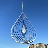 Hanging Wind Spinner 3D Wassertropfen geformt Hanging Wind Flowing Spinner Laser Cut 3D Crafts Ornaments Metall Edelstahl Indoor Outdoor Decor Party Kinetic Yard Art Dekorationen