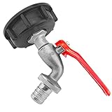 IBC CONTAINER ZUBEHÖR Adapter Kappe Deckel mit 3/4 Zoll Messing Auslaufhahn Auslaufventil Wasserhahn mit Hebelgriff und Schlauchtülle für 3/4 Zoll Schlauch