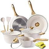 ilimiti Induktion Topf- & Pfannensets mit Deckel Granit Antihaft Töpfe & Pfannen 11-teilig Ohne PFOA Pots and Pans Set Kochgeschirr Set mit Bratpfannen Casserole Kochutensilien