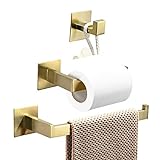 WOMAO Toilettenpapierhalter Gold Ohne Bohren Unterputz Werkstatt Handtuchhalter Landhausstil Selbstklebend Badezimmer Zubehör Set