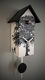 Generisch Moderne Kuckucksuhr Wanduhr Holz Weiß Schwarz Baum Pendel Quarz Nachtabschaltung