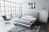 Sofa Dreams Komplettbett Faenza komplettes Bett mit Lattenrost Matratze und LED Beleuchtung modernes Bett 140x200 160x200 180x200 200x200 200x220 (200 x 200 cm, Grau-Weiß)