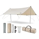 Tentock Zeltplane Wasserdicht PU3000, Ultraleicht Camping Zelt Tarp UV Schutz Super Breit Sonnensegel Plane für Outdoor Camping Wandern Picknick Strand(Quadrat L)