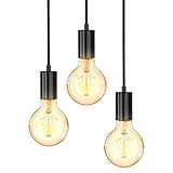 B.K.Licht I Vintage Hängelampe I 3-flammige Deckenlampe I E27 I Matt-Schwarz I Retro Pendellampe I verschiedene Höhen I Ø210x1200 mm