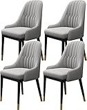 HAVMAK Moderne Küche Esszimmer Stühle Set Küche Esszimmerstühle 4er Set Modernes PU-Leder Hohe Rückenlehne Weicher Sitz Wohnzimmerstühle Wasserdichter Leder-Seitenstuhl mit Metallbeinen (Farbe: D)