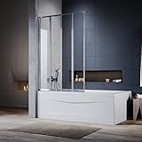 ELEGANT 4 Paneele Faltbare Badewannen-Duschwand 900 mm über der Badewanne, Duschwand Tür aus gehärtetem Sicherheitsglas, Badewannen-Tür-Schwenk-Panel