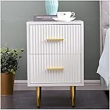 Schön Nachttisch Nachttisch mit 2 Schubladen Nachttisch Einfacher Nachttisch im skandinavischen Stil Metallgriff Schlafzimmer Nachtkommode Platz sparen