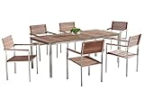 Gartenmöbel Set Tisch 200 cm 6 Stühle Teakholz/Edelstahl Hellbraun Viareggio