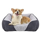 JOEJOY Hundebett Kleine Hunde Hundekorb Waschbar - Flauschig Hundekorb, rutschfest Hundebetten HundeköRbchen, Kuschelig PlüSch Hundebett für Hunde und Katzen(S 51×48×15cm Grau)