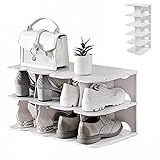 Souarts DIY Schuhregal Schmal/Breit, Stiefel Schuhe Hausschuhe Standregal Schuhschrank Schuhregale Organizer für Schrank Flur Schlafzimmer Eingang Schlafzimmer(Weiß，24 * 26.8 * 63cm)