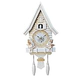 Kuckucksuhr,Kuckucksuhren,Wanduhr,Kuckucksuhr Modern,Massivholz Batteriebetriebenes Kuckucksuhr Schwarzwald Kuckuckruf Wanduhr Modern Weiss Vintage Cuckoo Wanduhr