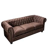riess-ambiente.de Chesterfield 3er Sofa 200cm Vintage braun 3-Sitzer mit Knopfheftung und Federkern Couch Dreisitzer Couch