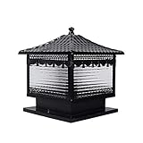 Wandleuchte Moderne schwarze Retro-Glassäulenlampe europäische kreative Eisen IP54 wasserdichte Tischlampe Straßenlaterne Außenlampe Gartenlampe Wandlampe Türsäulenlampe Außenlampe E27 Lampenfassung L
