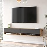 [en.casa] TV Hängeboard mit 2 Ablagefächer Laitila Lowboard Hängeschrank 180 cm TV Board Fernsehtisch Wandregal hängend Eiche rustikal/Anthrazit